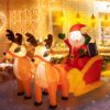 4.5x7 Ft Led Inflatable Santa And Reindeer Outdoor Christmas Sleigh Pull Decoration With Built-in Lights For Holiday Garden Displays