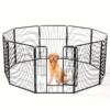 40 Inch Dog Playpen Indoor Fence 8 Panel, Metal Door Latch Retaining Bar With Safety, Fits For Various Pets, Easy To Move For Outdoor Or Garden