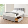 4FT6 Grey Linen Look Divan Double Bed with 10" Memory Foam Mattress Headboard 2 Free Storage Drawers Alzina