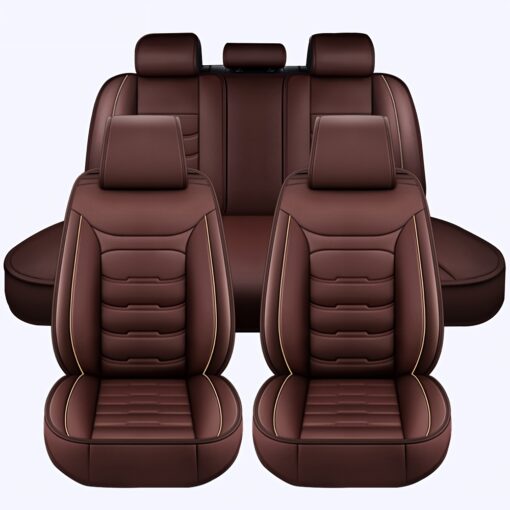 5 Seat Full Set Car Seat Covers Waterproof Automotive Faux Leather Seat Cover For 5 Passenger Car, Waterproof Front And Back Back Cushion Protector