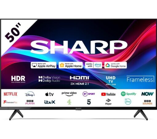 50" SHARP 4T-C50GJ4725K Smart 4K Ultra HD HDR LED TV, Black