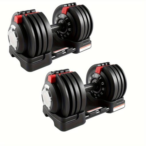 52.5lb Adjustable Dumbbell Set, Fast Adjust Dumbbell Weight For Exercises Pair Dumbbells For Men And Women In Home Gym Workout Equipment, Dumbbell