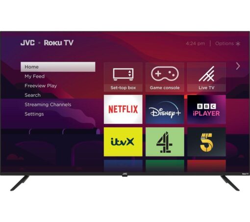 55" JVC LT-55CR530 Roku TV Smart 4K Ultra HD HDR LED TV, Black