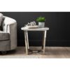 55cm Metal End Table for Living Room Furniture, Modern Sofa Side Table with Marble Top - Chrome, Grey - Vanity Living