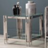 55cm Sofa Side Table for Living Room Furniture, Glass and Metal End Table - Vanity Living