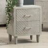 58cm Bedside Table for Bedroom Furniture, 2 Drawer Wooden Storage Cabinet with Grey Finish - Vanity Living