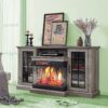 59" 3-sided Glass Fireplace Tv Stand For Televisions Up To 65'' With 12 Color Options