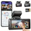 5k Front Uhd 3 Channel Dash Cam, 4in For Cars, Front+cabin+rear 4k+1k+1k, Azdome M580, Type-c, Build-in 5g Wifi And Gps, , 6 Class Lens For Dash Cam,