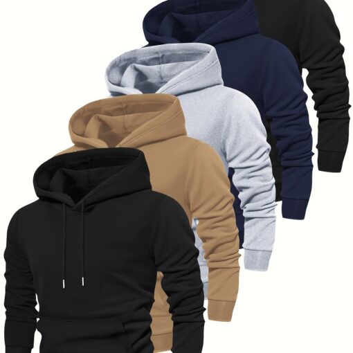 5pcs Fall And Hoodies, Hooded Long Sleeve Sweatshirts , Suitable For Outdoors, And