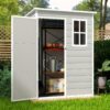 5x3 Ft Plastic Outdoor Storage Shed With Floor, Resin Garden Tool Shed With Window And Lockable Door, Grey