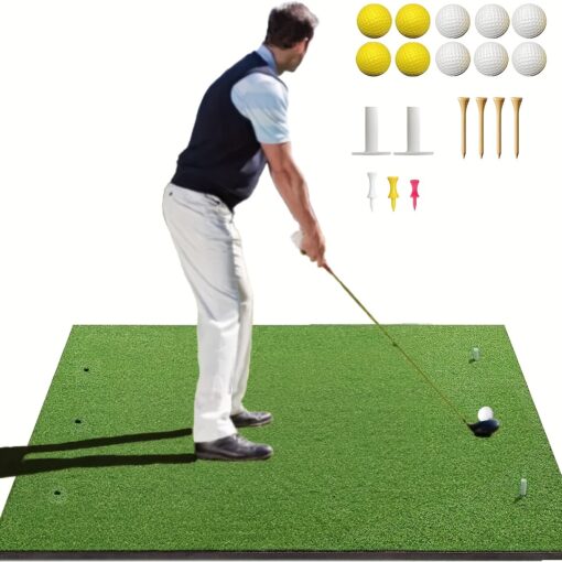 5x3.3ft Golf Hitting Mat, Shyujajie Golf Training Mat Practice With 10 Golf Balls, Golf Tees, Rubber Tee, Golf Hitting Training Aids For Backyard