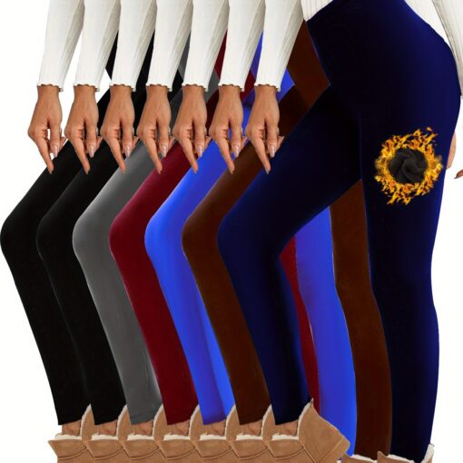 6-7 Fleece Lined Leggings, Waist , Fleece For , Suitable For , A -have For Women.