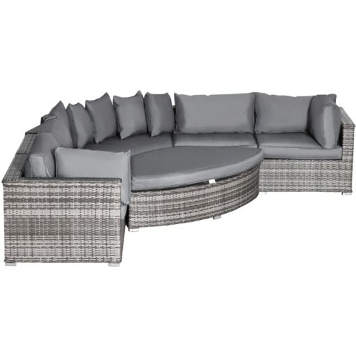 6 PCs Outdoor Rattan Sofa Set Half Round Conversation Set w/ Cushions - Outsunny