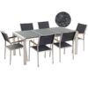 6 Seater Garden Dining Set Black Flamed Granite Top Black Chairs Grosseto