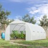 6 X 3 X 2 M Polytunnel Greenhouse, Walk In Polytunnel Tent With Metal Frame, Zippered Door And 8 Windows For Garden And Backyard, White