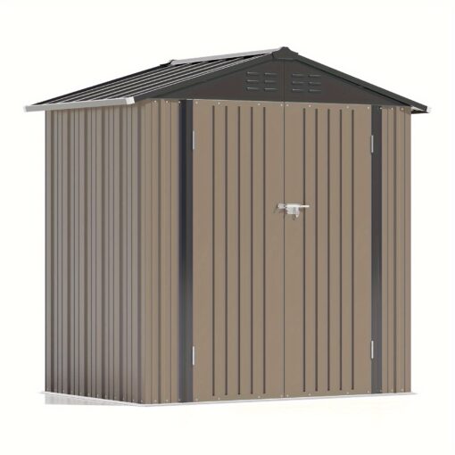 6' X 4' Outdoor Storage Shed, Metal Garden Tool Storage Shed With Sloping Roof And Double Lockable Door, Outdoor Shed For Garden Backyard Patio Lawn