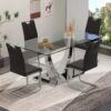 63" Glass Dining Table And 4 Dining Chairs Set For 4