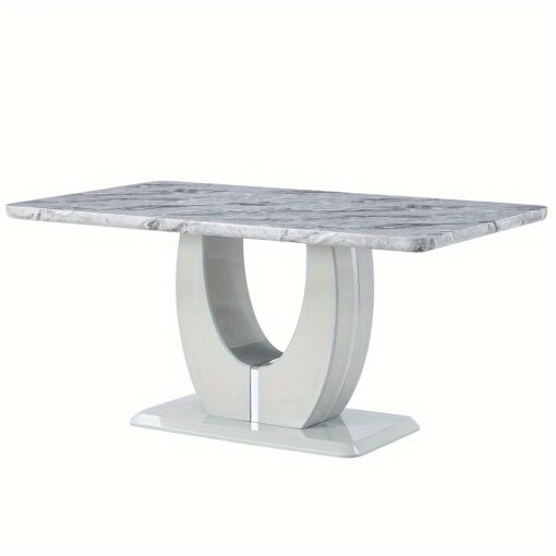 63"*39" Modern Simple And Luxurious Grey Imitation Marble Grain Dining Table, Safe And -resistant, -resistant, Stylish Aesthetic, Rectangular Office