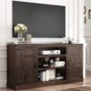 66" Farmhouse Tv Stand With Power Outlets For 75 65 Inch Tvs, 33" Tall Entertainment Center With Storage Cabinets W/adjustable Shelves, Rustic Large