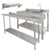 6ft Stainless Steel Catering Bench & 2 Wall Mounted Shelves