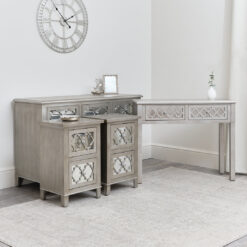 7 Drawer Chest Of Drawers, Console Table & Pair Of Bedsides - Sabrina Silver Range