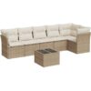 7 Piece Garden Sofa Set with Cushions Beige Poly Rattan vidaXL