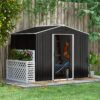 7. 7 X 5. 7ft Metal Garden Shed, Galvanised Outdoor Tool Storage House With Ventilation Slots And Sliding Doors, Grey