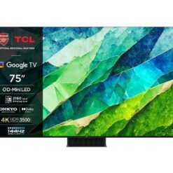 75" Tcl 75C855K Smart 4K Ultra HD HDR Mini LED TV with Google Assistant & Amazon Alexa, Silver/Grey