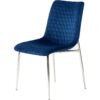 85cm Set of 2 Velvet Dining Chair with Shiny Chrome Stainless Steel Legs for Living Room Furniture and Dining Room - Blue