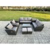 9 Seater Rattan Wicker Garden Furniture Patio Conservatory Sofa Set with Rectangular Coffee Table 3 Seater Sofa Love Sofa 2 Small Footstools Side