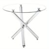 90*90*75cm Round Glass Dining Table Transparent Glass Table Leg Design