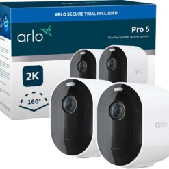 ARLO Pro 5 2K 1520p WiFi Security Camera System - 2 Cameras, White, White