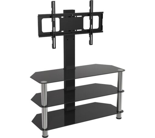 AVF SDCL900 900 mm TV Stand with Bracket - Black & Chrome, Silver/Grey,Black