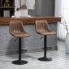 Adjustable Bar Stools Set Of 2 Counter Height Barstools Dining Chairs With Footrest For Home Pub, Brown