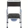 Adult , With Armrests Backrest Foldable Commode, Shower Chair, Aluminum Alloy Toilet, Commode Bedside Bathroom