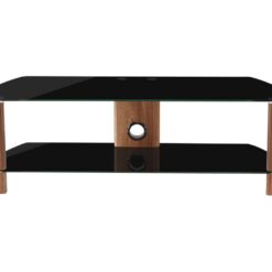 Alphason Century 1200 TV Stand - Walnut & Black Glass, Black,Brown