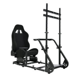 Anman Racing Sim Cockpit with TV Stand & Black Seat Fit for Thrustmaster Logitech G923, Not Include Steering wheel & Wheels & Pedals and Shifter Handb