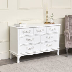 Antique White 7 Drawer Chest Of Drawers - Pays Blanc Range