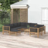 Apollinaire Pergo Classics 10 Piece Garden Lounge Set With Dark Grey Cushions Bamboo