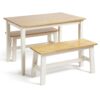 Argos Home Chicago Solid Wood Table & 2 Off White Benches