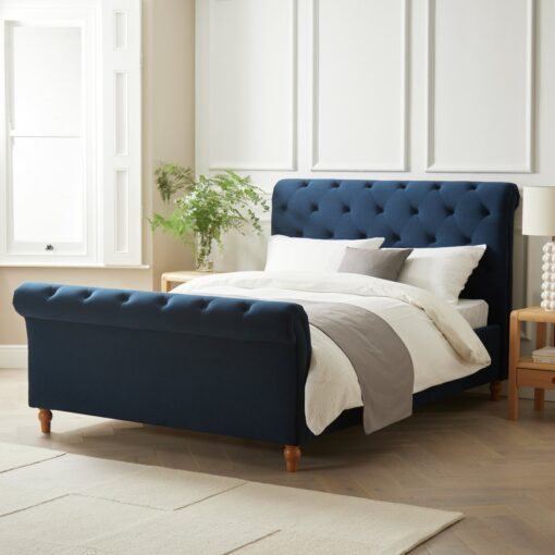 Argos Home Harrogate Kingsize Velvet Bed Frame - Navy