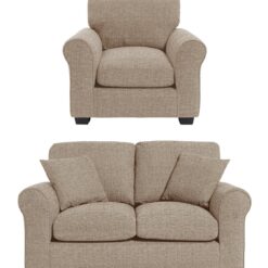 Argos Home Lisbon Fabric Chair & 2 Seater Sofa - Stone