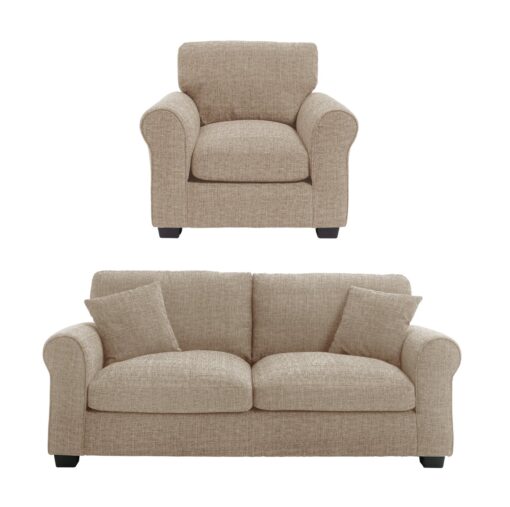 Argos Home Lisbon Fabric Chair & 3 Seater Sofa - Stone