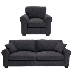 Argos Home Lisbon Fabric Chair & 4 Seater Sofa - Charcoal