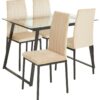 Argos Home Tyrus Glass Dining Table & 4 Natural Chairs