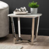 Azarius 55cm Metal End Table for Living Room Furniture, Modern Sofa Side Table with Marble Top