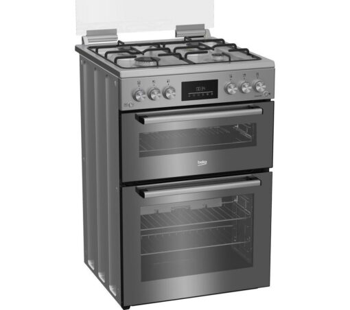 BEKO FDG6272TCSM 60 cm Gas Cooker - Silver Mirror, Silver/Grey