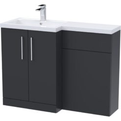 Balterley - Level Furniture Combination Vanity Basin and wc Unit Left Hand - 1100mm x 390mm - Satin Soft Black