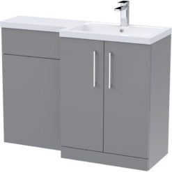 Balterley - Level Furniture Combination Vanity Basin and wc Unit Right Hand - 1100mm x 390mm - Satin Grey