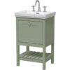 Balterley - Traditional Furniture Floor Standing 1 Drawer Vanity & 3 Tap Hole Fireclay Basin, 500mm, Fern Green